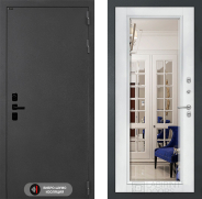 Дверь Лабиринт (LABIRINT) Acustic Зеркало Фацет с багетом Белый софт 860х2050 мм