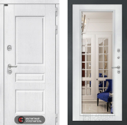 Дверь Лабиринт (LABIRINT) Versal Зеркало Фацет с багетом Белый софт 960х2050 мм