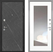 Дверь Интекрон (INTECRON) Гектор Гранит Лава Оникс ФЛЗ-120-М Зеркало Белый матовый 860х2050 мм