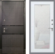 Дверь Рекс (REX) 15 Черный Кварц Зеркало Пастораль Белый ясень 860х2050 мм