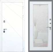 Дверь Рекс (REX) 13 Силк Сноу Зеркало Пастораль Белый ясень 860х2050 мм