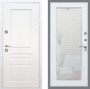 Дверь Рекс (REX) Премиум-н Силк Сноу Зеркало Пастораль Белый ясень 960х2050 мм